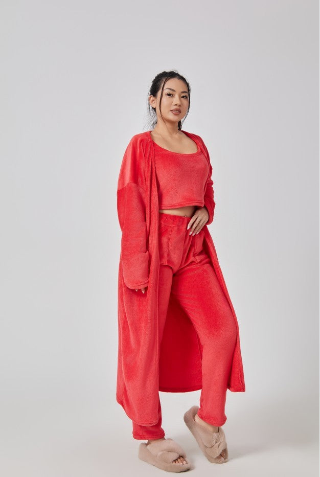 Women’s 3-Piece Cozy Pajama Lounge Set – Winter Warm Matching Outfit
