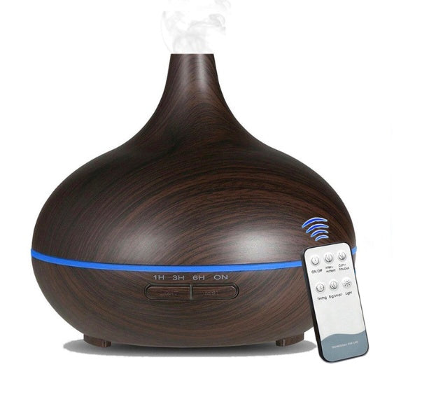 Creative Wood Grain Aromatherapy Lamp – Remote Control Essential Oil Diffuser & Humidifier