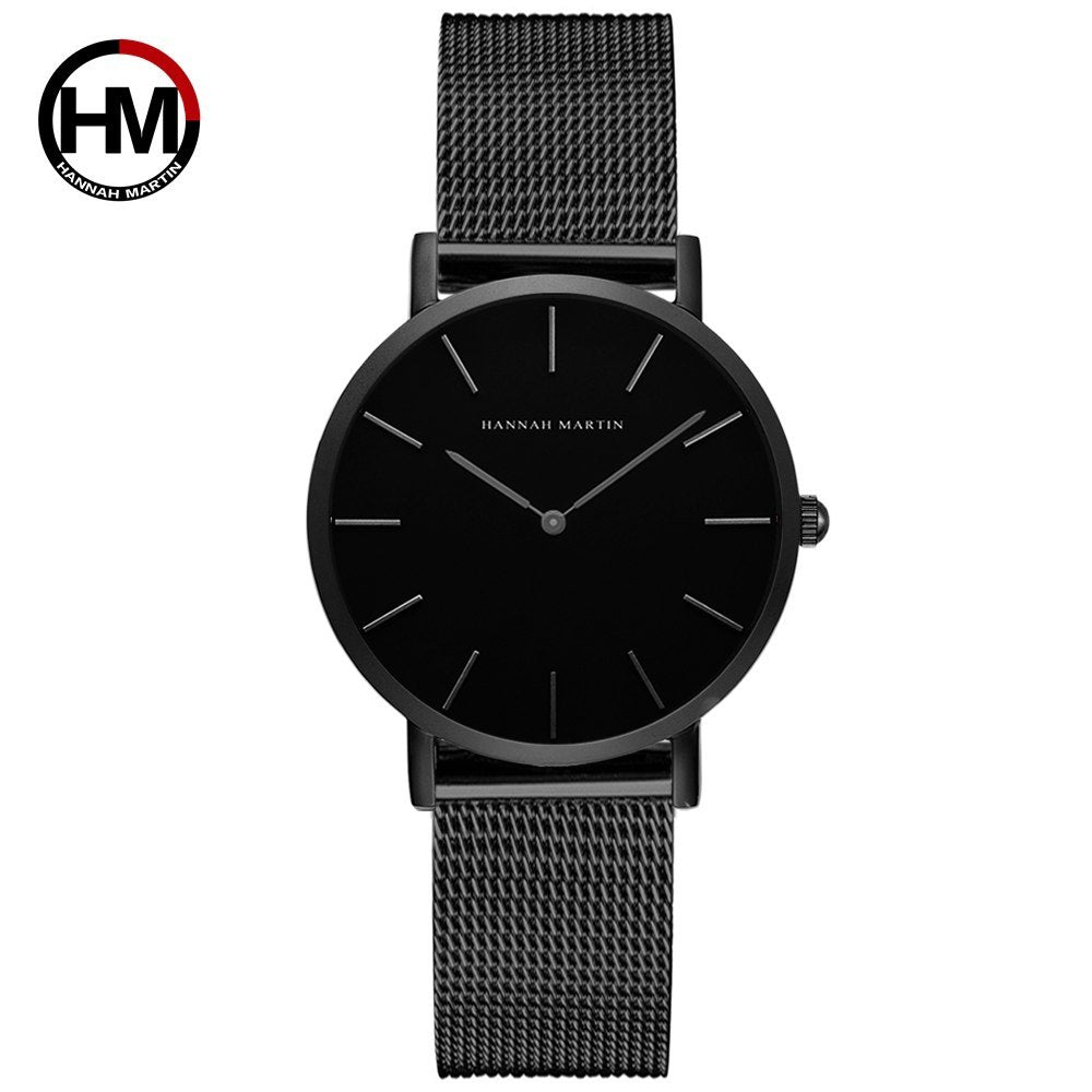Hannah Martin Women’s Watch – 36mm Rose Gold Stainless Steel Mesh, Waterproof, Quartz Movement
