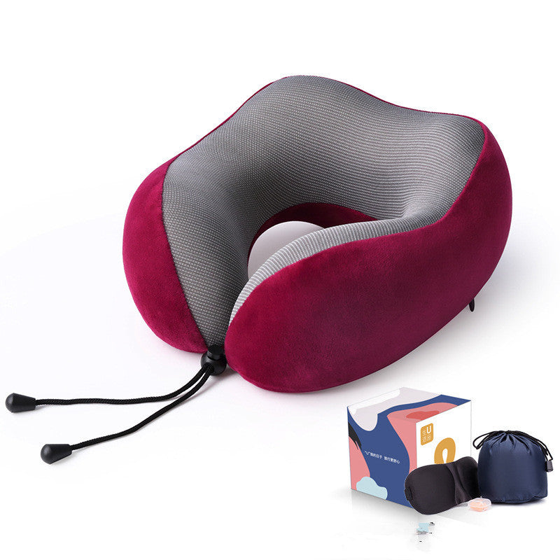 Slow Rebound Memory Foam Travel Pillow – U-Shaped Neck Support