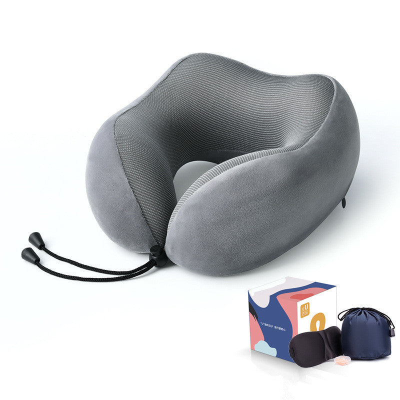 Slow Rebound Memory Foam Travel Pillow – U-Shaped Neck Support