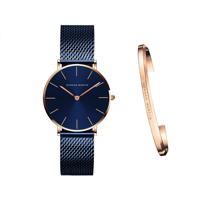 Hannah Martin Women’s Watch – 36mm Rose Gold Stainless Steel Mesh, Waterproof, Quartz Movement