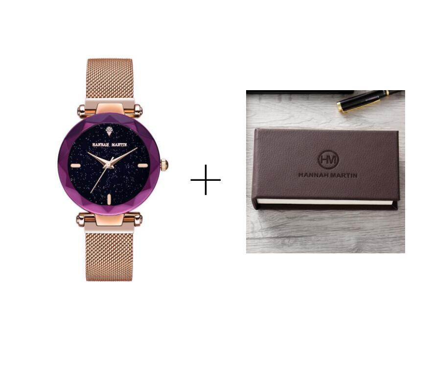 Hannah Martin Women’s Watch – 36mm Rose Gold Stainless Steel Mesh, Waterproof, Quartz Movement