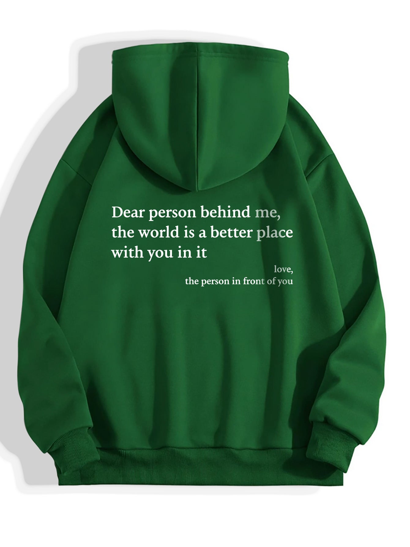 Women’s Plush Letter Printed Hoodie – Kangaroo Pocket, Drawstring, Unisex Trendy Pullover 
(Dear Person Behind Me,the World Is A Better Place,with You In It,love,the Person In Front Of You)