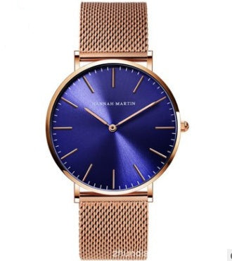 Hannah Martin Women’s Watch – 36mm Rose Gold Stainless Steel Mesh, Waterproof, Quartz Movement