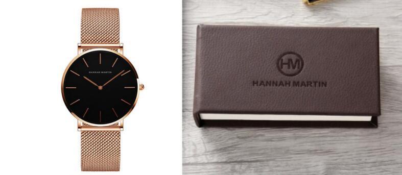 Hannah Martin Women’s Watch – 36mm Rose Gold Stainless Steel Mesh, Waterproof, Quartz Movement