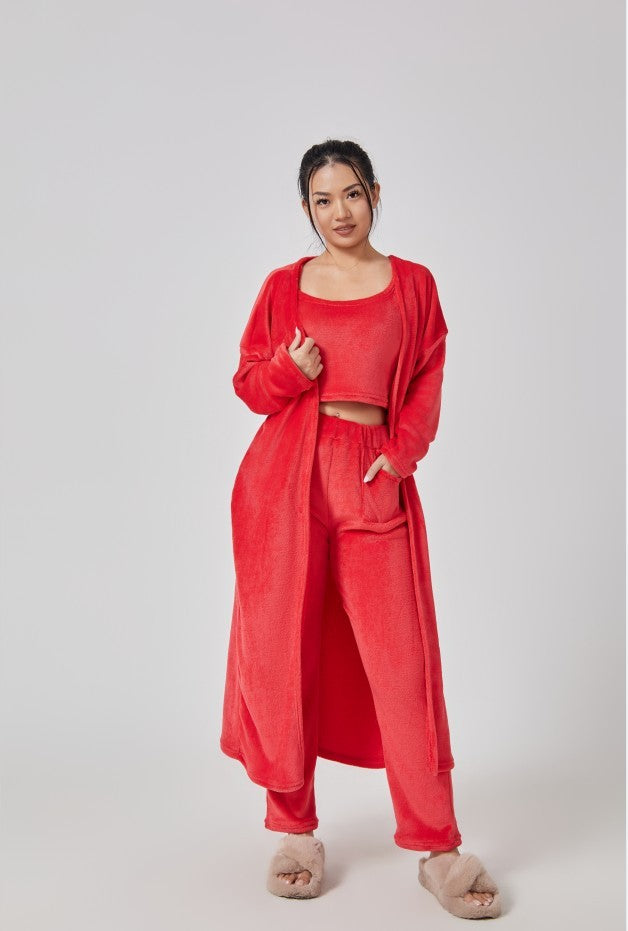 Women’s 3-Piece Cozy Pajama Lounge Set – Winter Warm Matching Outfit