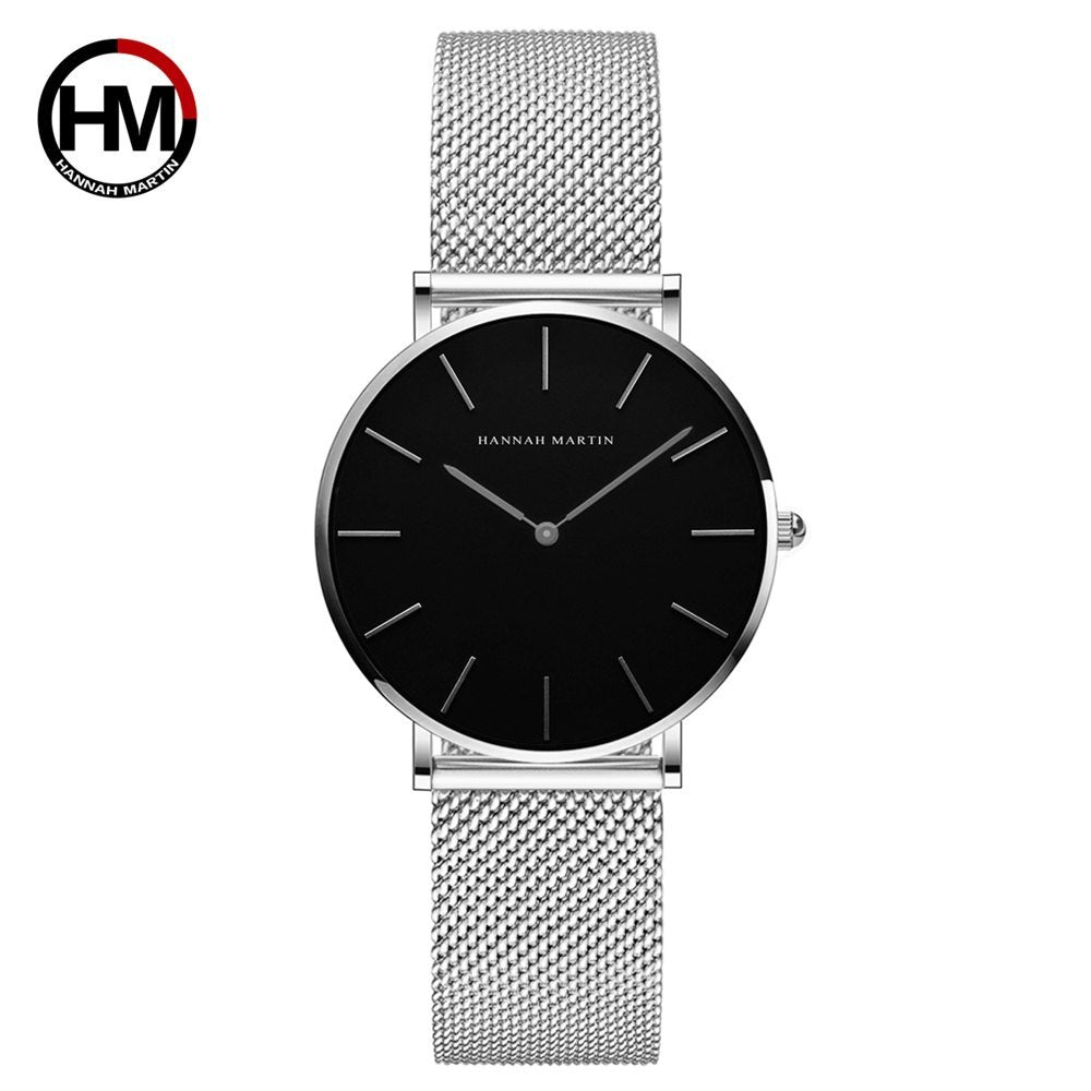 Hannah Martin Women’s Watch – 36mm Rose Gold Stainless Steel Mesh, Waterproof, Quartz Movement