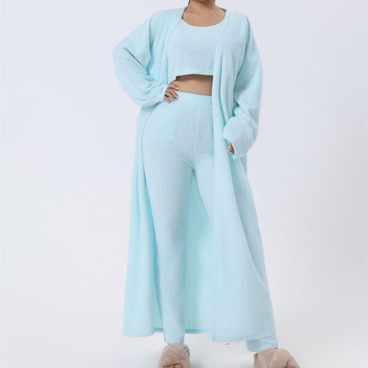Women’s 3-Piece Cozy Pajama Lounge Set – Winter Warm Matching Outfit