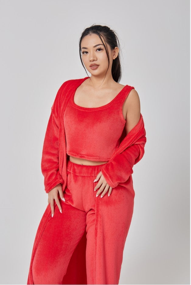 Women’s 3-Piece Cozy Pajama Lounge Set – Winter Warm Matching Outfit