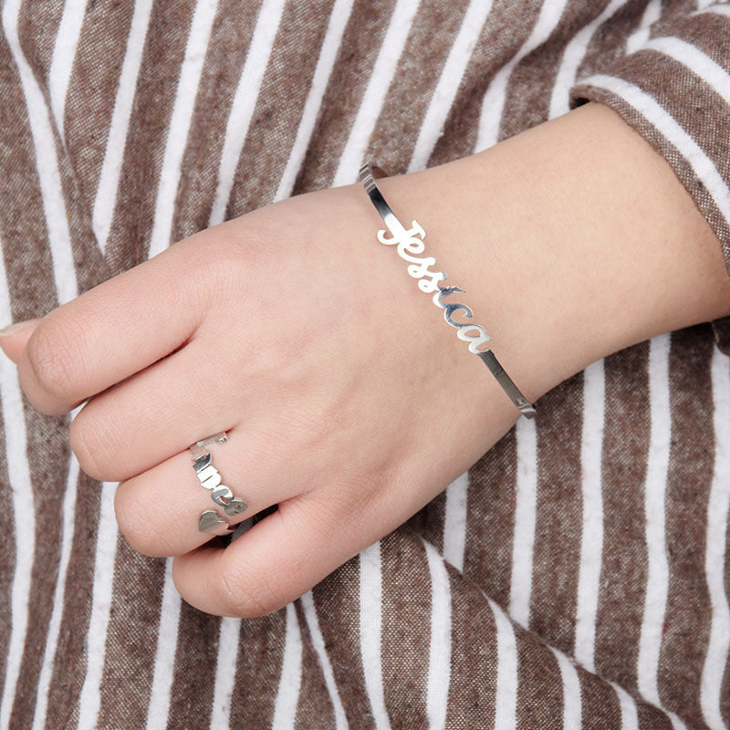 Personalized Jewelry Set – Custom Name Necklace, Ring & Earrings