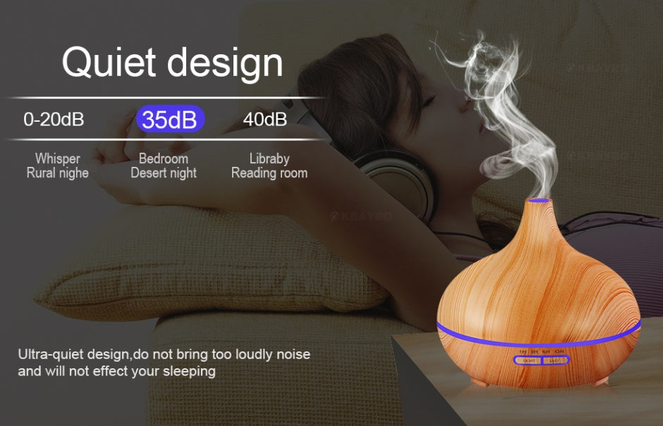 Creative Wood Grain Aromatherapy Lamp – Remote Control Essential Oil Diffuser & Humidifier