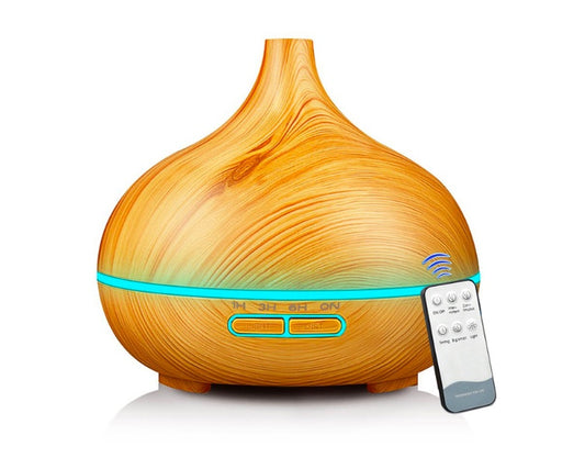 Creative Wood Grain Aromatherapy Lamp – Remote Control Essential Oil Diffuser & Humidifier