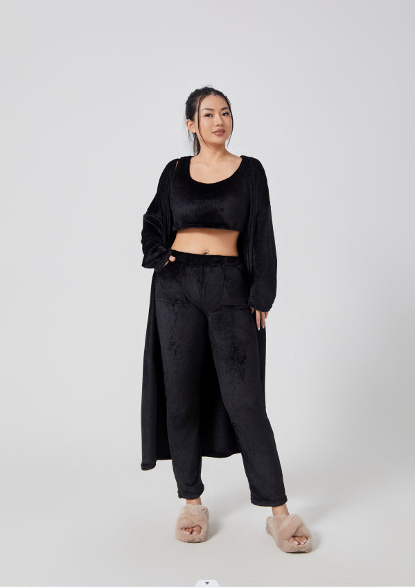 Women’s 3-Piece Cozy Pajama Lounge Set – Winter Warm Matching Outfit