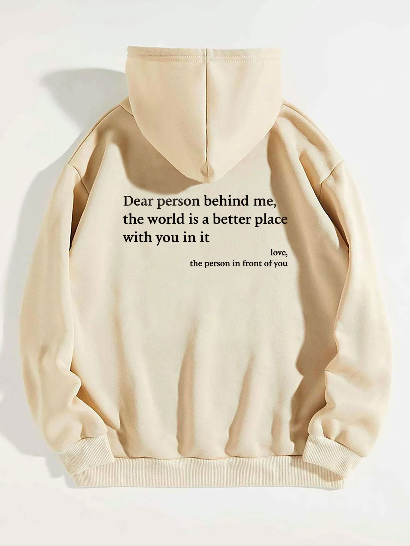 Women’s Plush Letter Printed Hoodie – Kangaroo Pocket, Drawstring, Unisex Trendy Pullover 
(Dear Person Behind Me,the World Is A Better Place,with You In It,love,the Person In Front Of You)