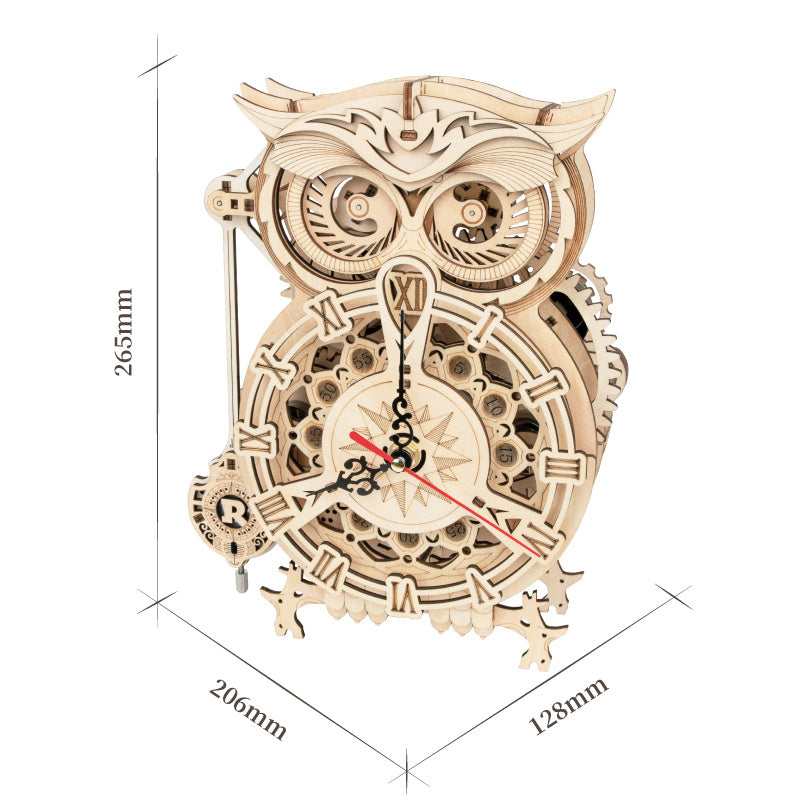 Robotime ROKR 3D Owl Wooden Clock – Creative DIY Building Kit for Kids & Adults (LK503)