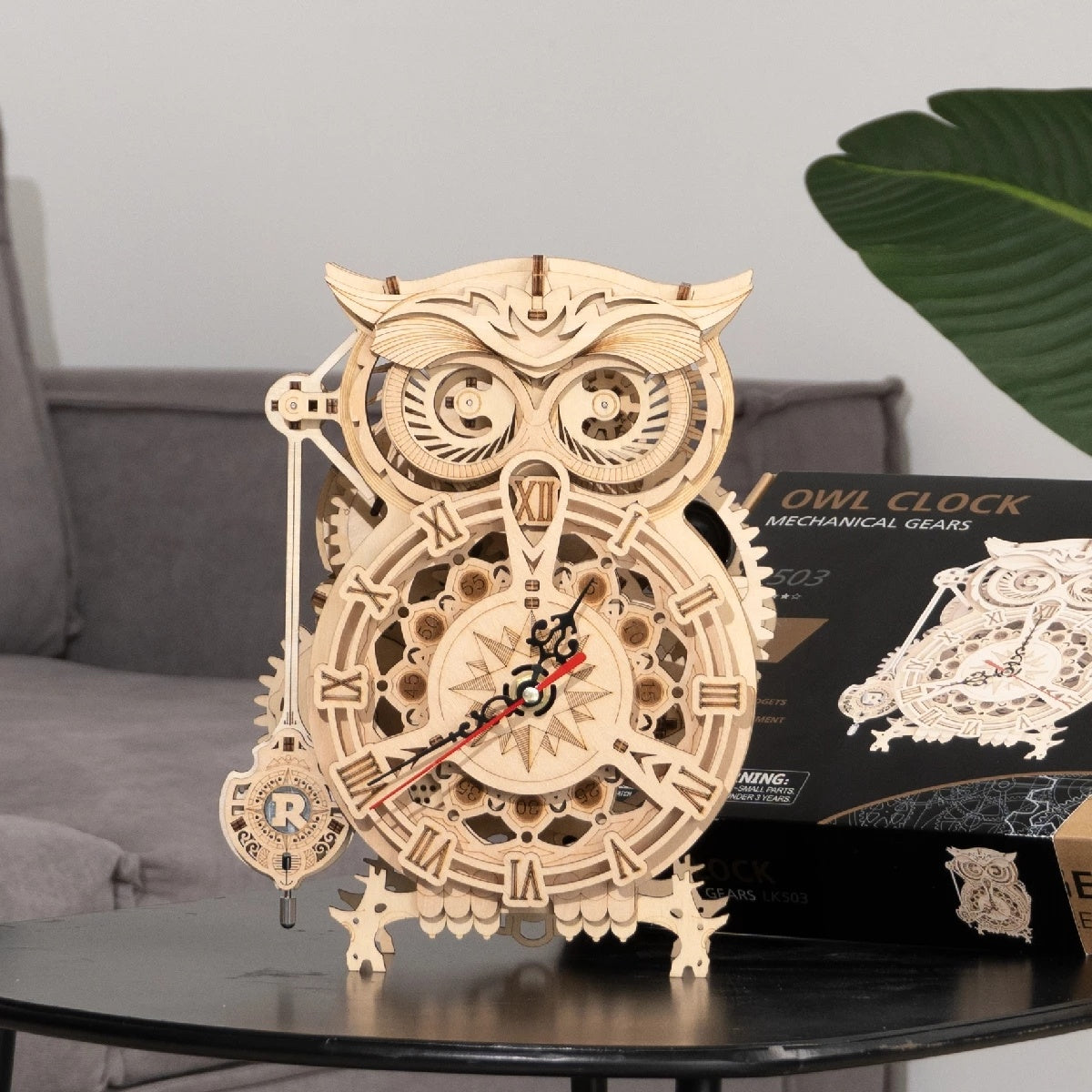Robotime ROKR 3D Owl Wooden Clock – Creative DIY Building Kit for Kids & Adults (LK503)
