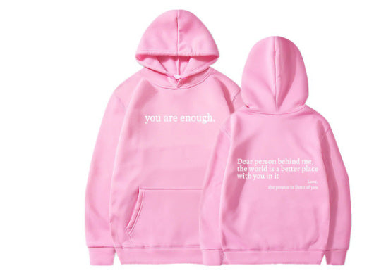 Women’s Plush Letter Printed Hoodie – Kangaroo Pocket, Drawstring, Unisex Trendy Pullover 
(Dear Person Behind Me,the World Is A Better Place,with You In It,love,the Person In Front Of You)