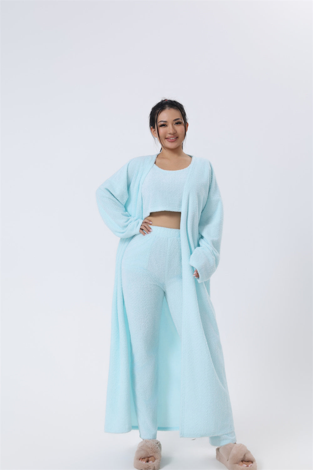 Women’s 3-Piece Cozy Pajama Lounge Set – Winter Warm Matching Outfit