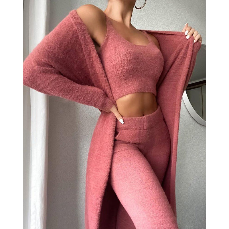 Women’s 3-Piece Cozy Pajama Lounge Set – Winter Warm Matching Outfit