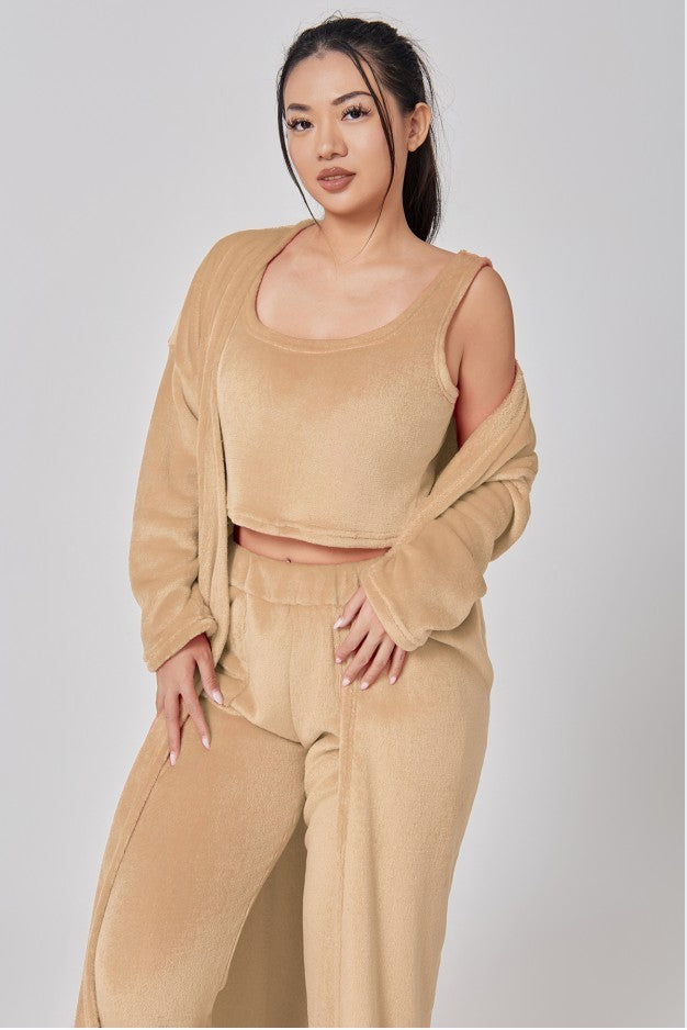Women’s 3-Piece Cozy Pajama Lounge Set – Winter Warm Matching Outfit