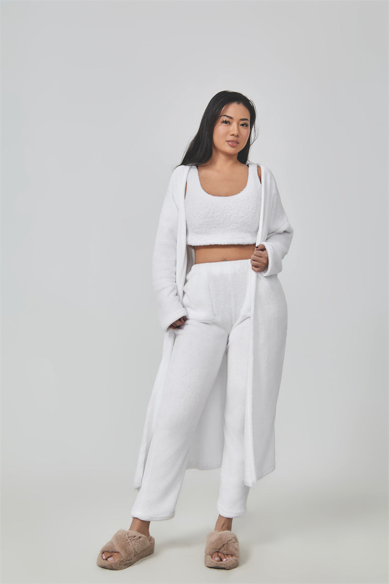 Women’s 3-Piece Cozy Pajama Lounge Set – Winter Warm Matching Outfit