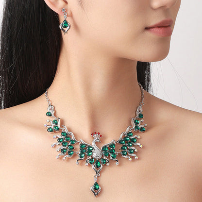 Indian Ethnic Jewelry Set – Vintage Gemstone Beads Necklace & Earrings (2-Piece Suit)