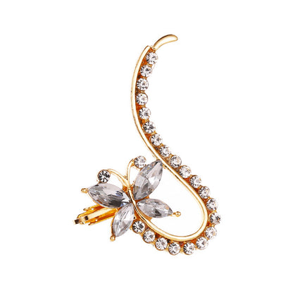 Full Crystal Butterfly Flower Ear Clip – Elegant Single-Side Crystal Earring