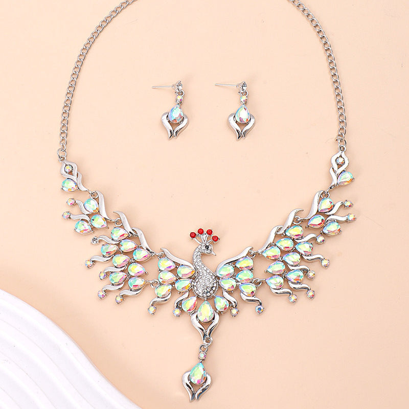 Indian Ethnic Jewelry Set – Vintage Gemstone Beads Necklace & Earrings (2-Piece Suit)