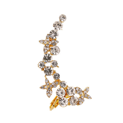 Full Crystal Butterfly Flower Ear Clip – Elegant Single-Side Crystal Earring