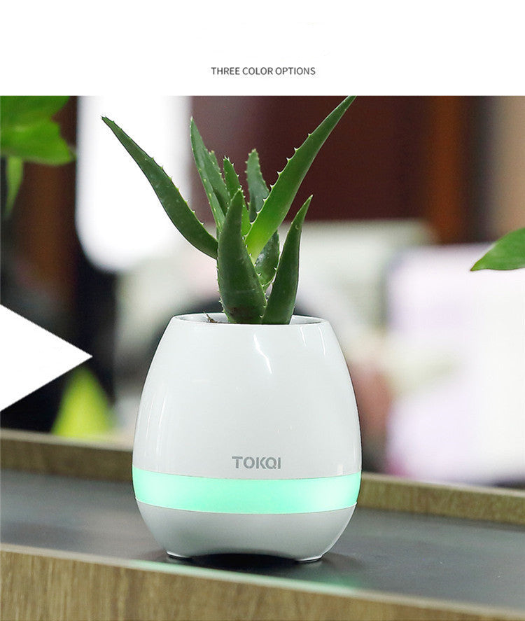 Touch-Sensitive Music Vase – Bluetooth Speaker & LED Flower Pot