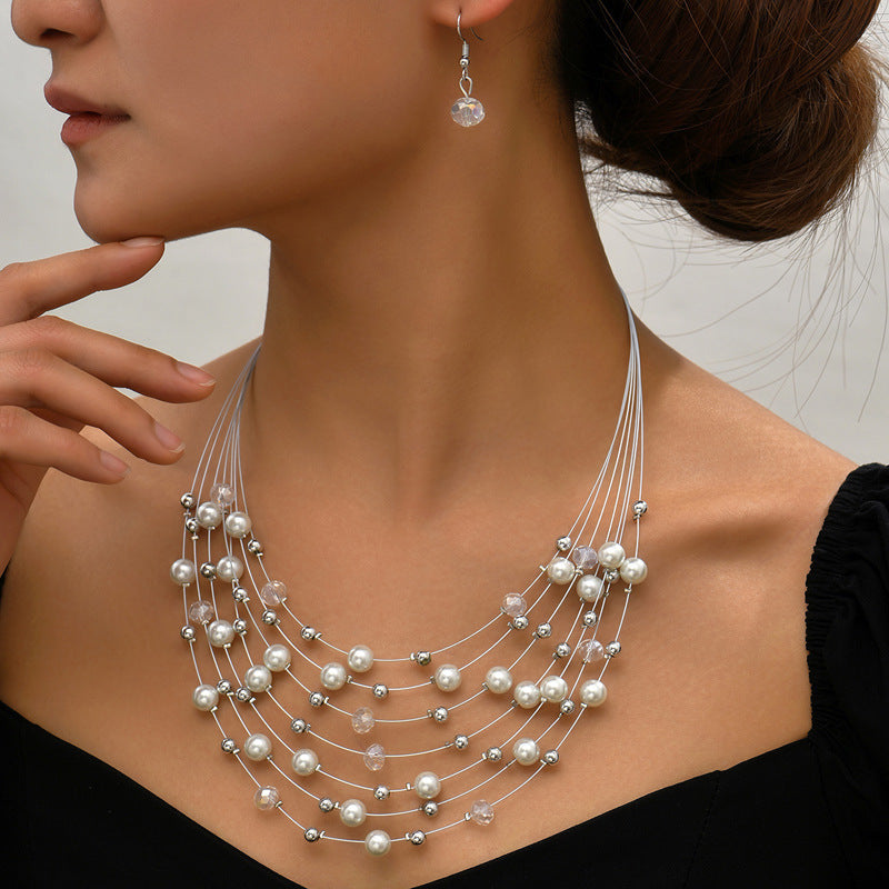 Indian Ethnic Jewelry Set – Vintage Gemstone Beads Necklace & Earrings (2-Piece Suit)