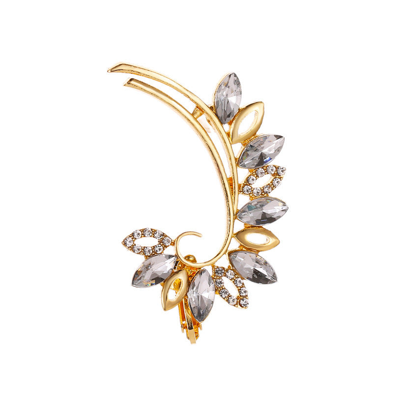 Full Crystal Butterfly Flower Ear Clip – Elegant Single-Side Crystal Earring