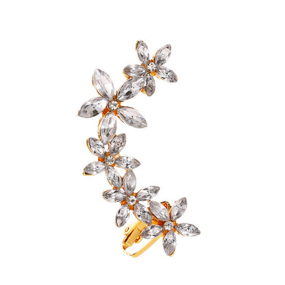 Full Crystal Butterfly Flower Ear Clip – Elegant Single-Side Crystal Earring