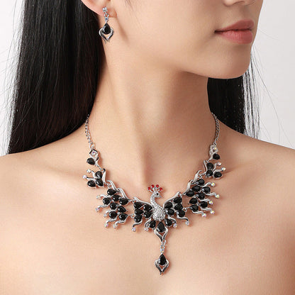 Indian Ethnic Jewelry Set – Vintage Gemstone Beads Necklace & Earrings (2-Piece Suit)