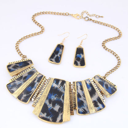 Indian Ethnic Jewelry Set – Vintage Gemstone Beads Necklace & Earrings (2-Piece Suit)