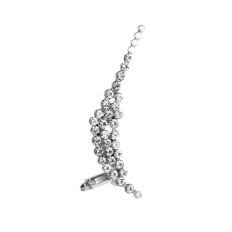 Full Crystal Butterfly Flower Ear Clip – Elegant Single-Side Crystal Earring