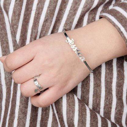 Personalized Jewelry Set – Custom Name Necklace, Ring & Earrings