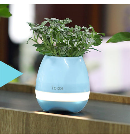 Touch-Sensitive Music Vase – Bluetooth Speaker & LED Flower Pot