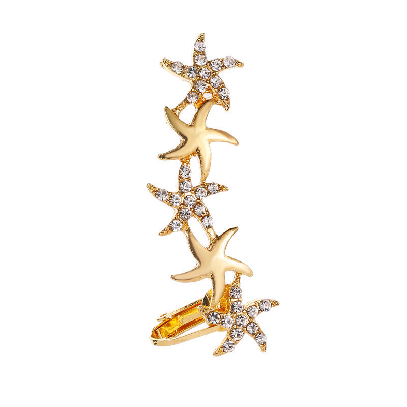Full Crystal Butterfly Flower Ear Clip – Elegant Single-Side Crystal Earring