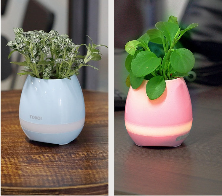 Touch-Sensitive Music Vase – Bluetooth Speaker & LED Flower Pot