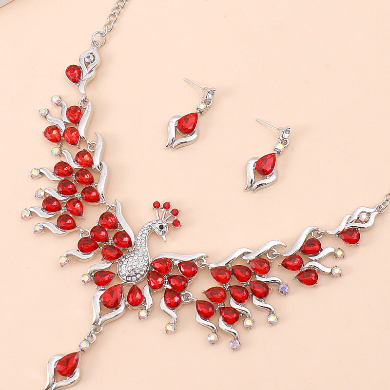 Indian Ethnic Jewelry Set – Vintage Gemstone Beads Necklace & Earrings (2-Piece Suit)