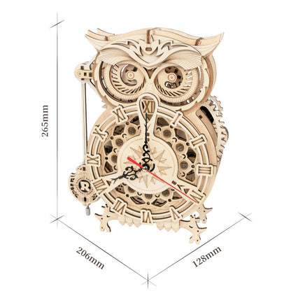 Robotime ROKR 3D Owl Wooden Clock – Creative DIY Building Kit for Kids & Adults (LK503)