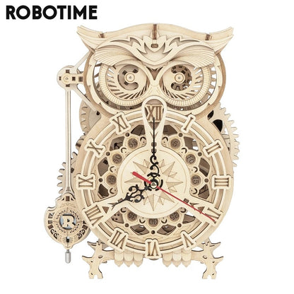 Robotime ROKR 3D Owl Wooden Clock – Creative DIY Building Kit for Kids & Adults (LK503)