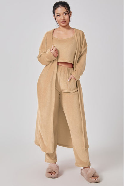 Women’s 3-Piece Cozy Pajama Lounge Set – Winter Warm Matching Outfit